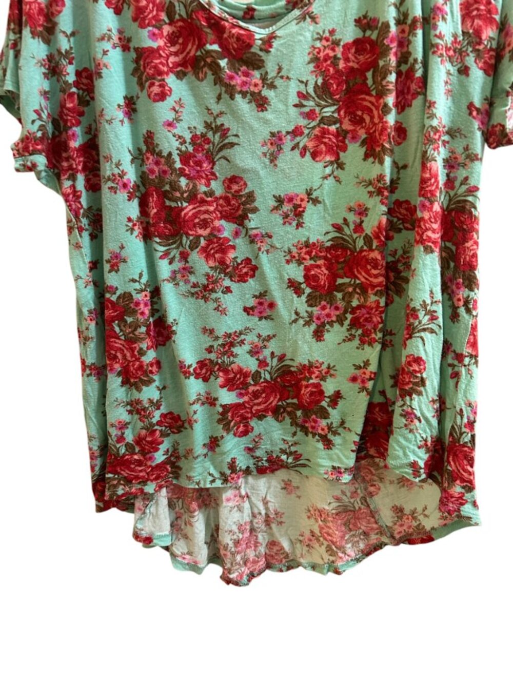 Deb Mint Floral High-Low Swing Top Size 1X - Picture 7 of 9